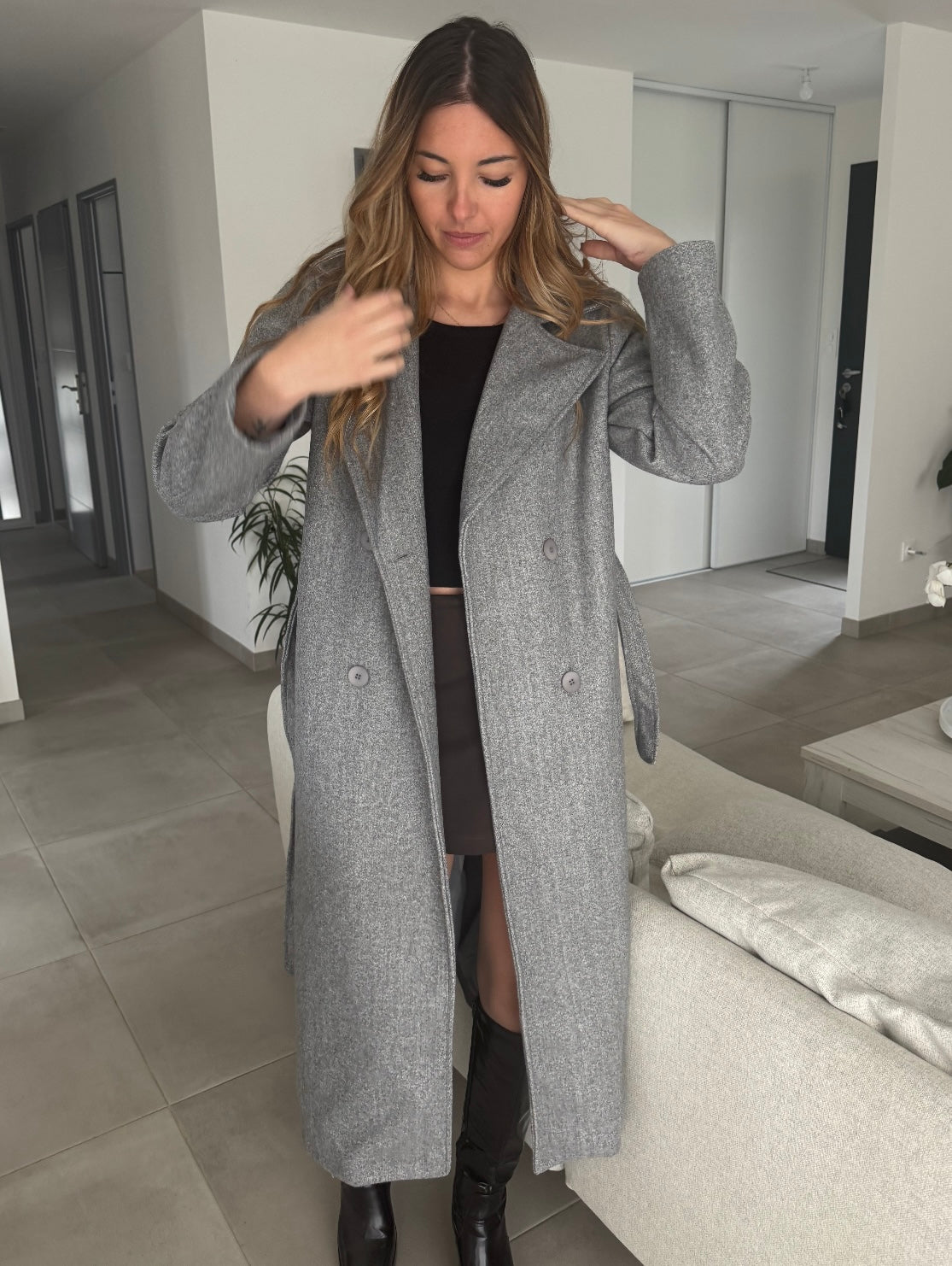 MANTEAU ALANA GRIS