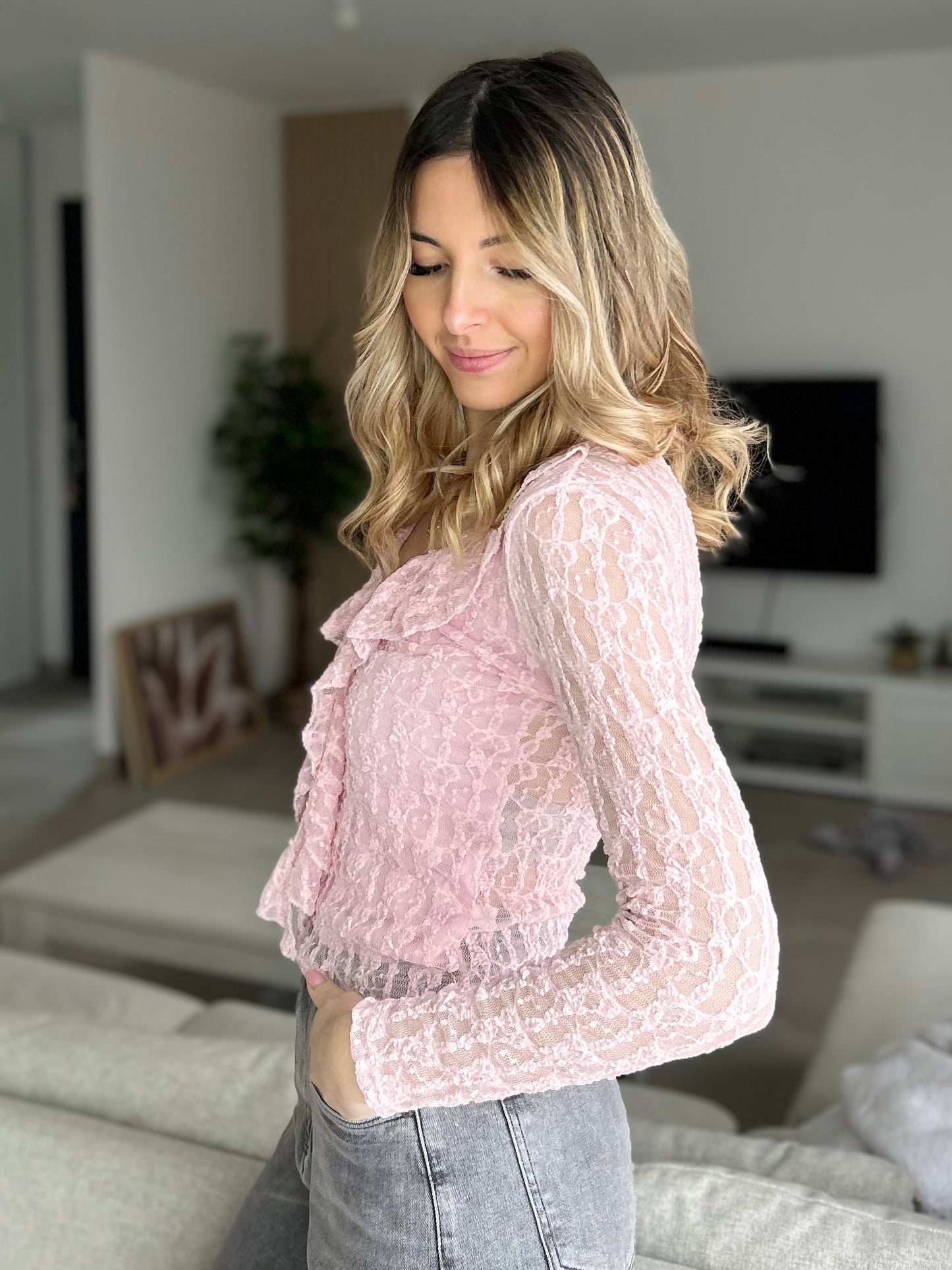 TOP DENTELLE ROSE