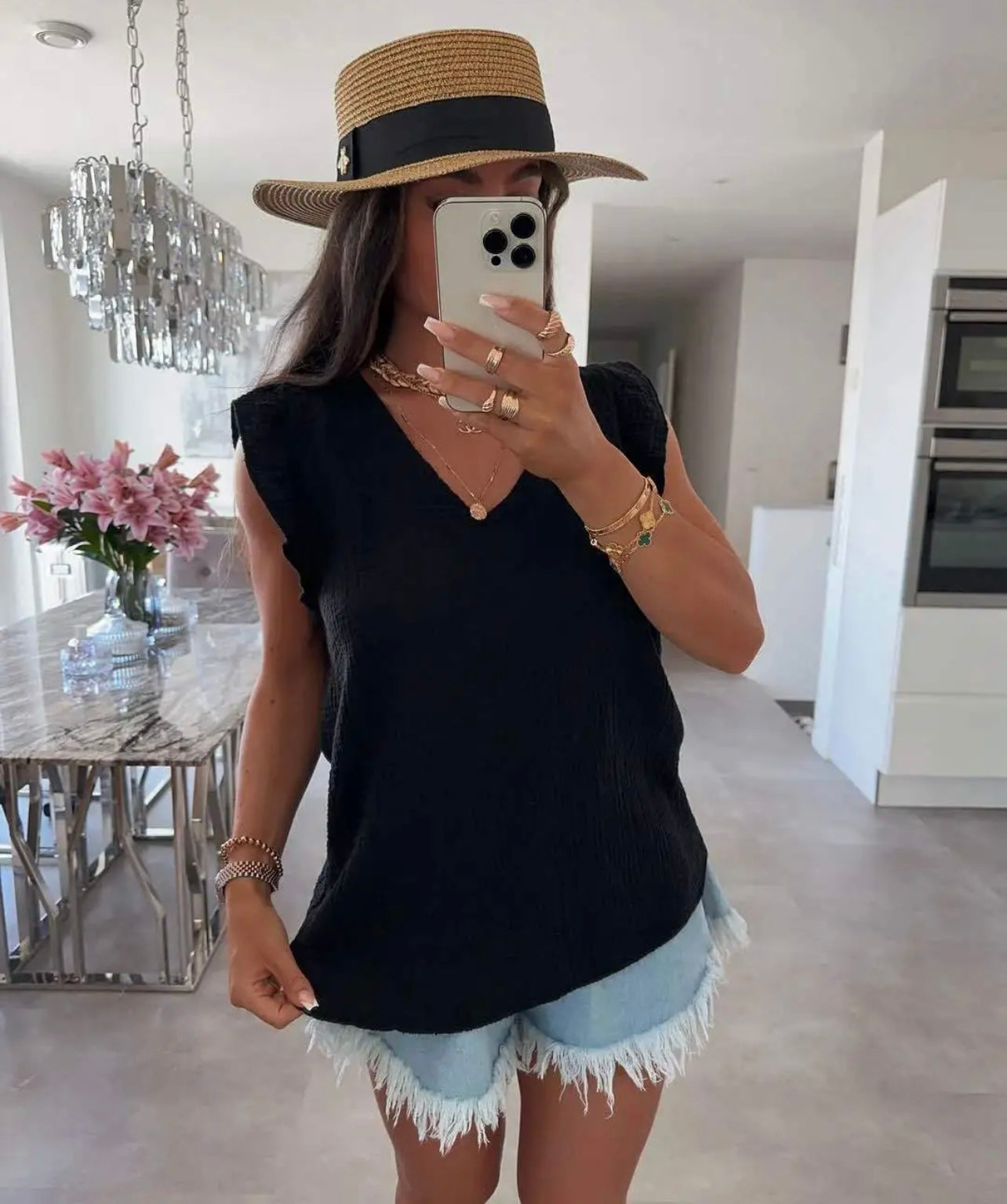 TOP GAZ DE COTON NOIR (PRECOMMANDE)