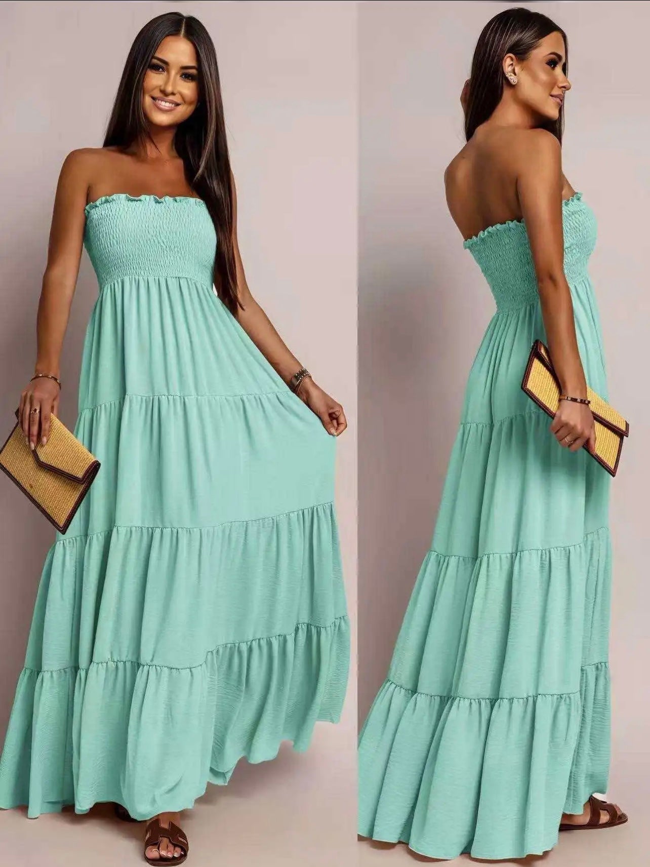 ROBE BUSTIER VERT D’EAU