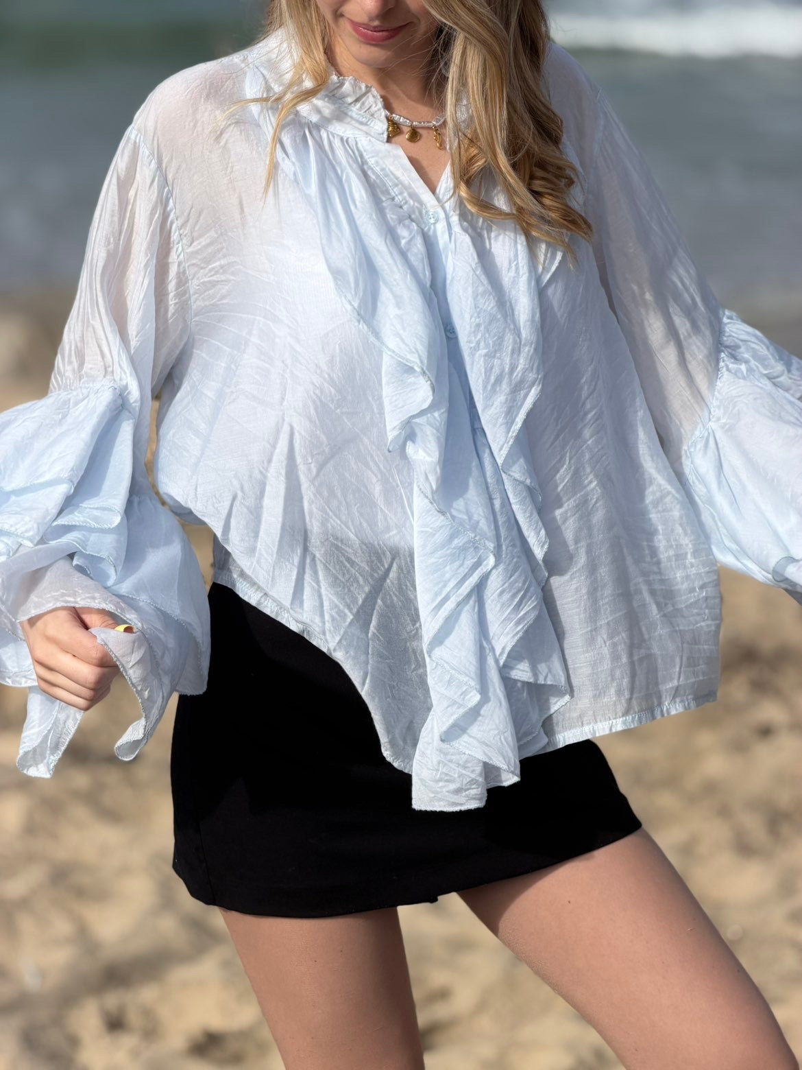BLOUSE ORNELLA BLEU CIEL