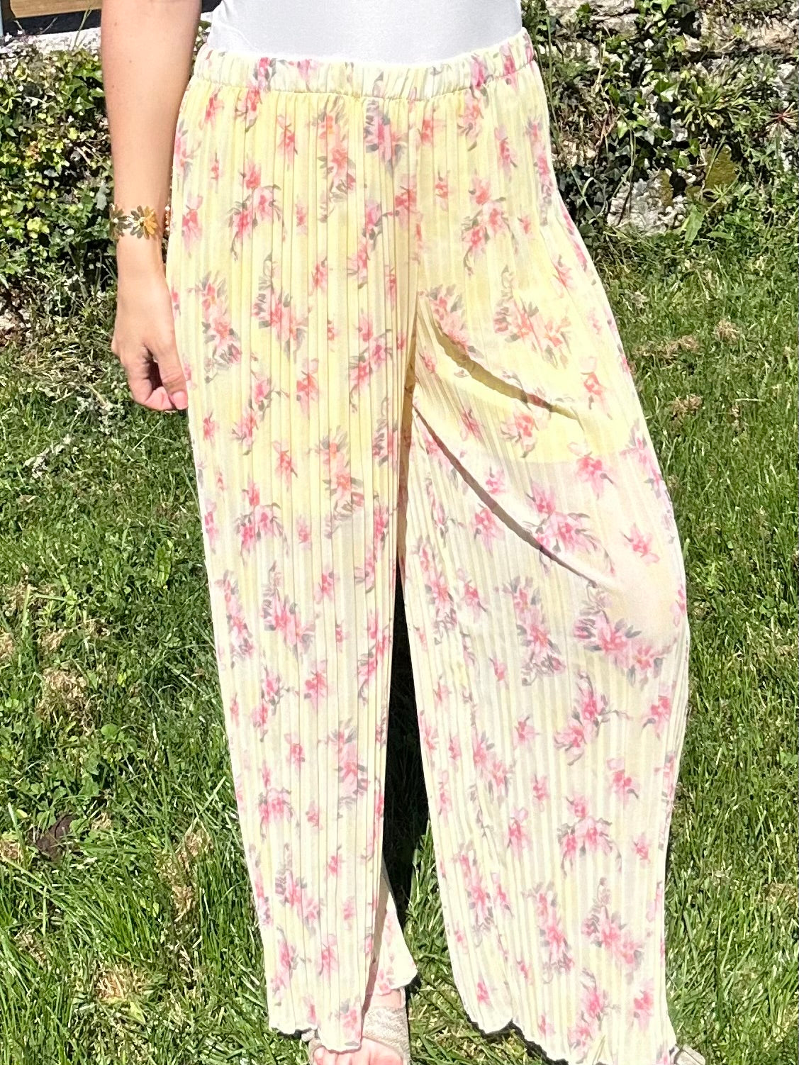 PANTALON FLEUR JAUNE