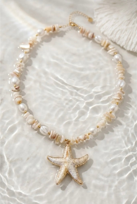 COLLIER PERLES ETOILE DE MER