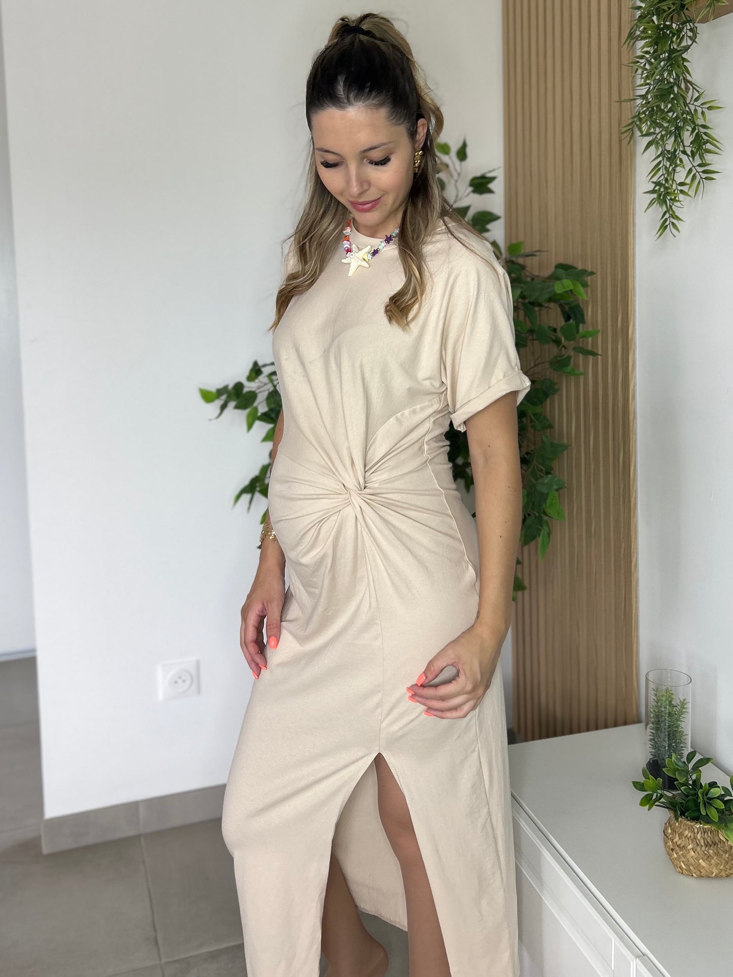 ROBE NOEUD BEIGE