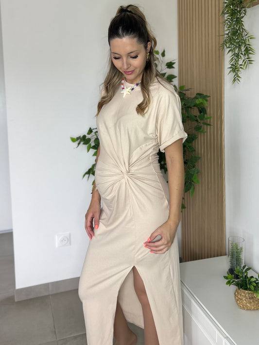ROBE NOEUD BEIGE