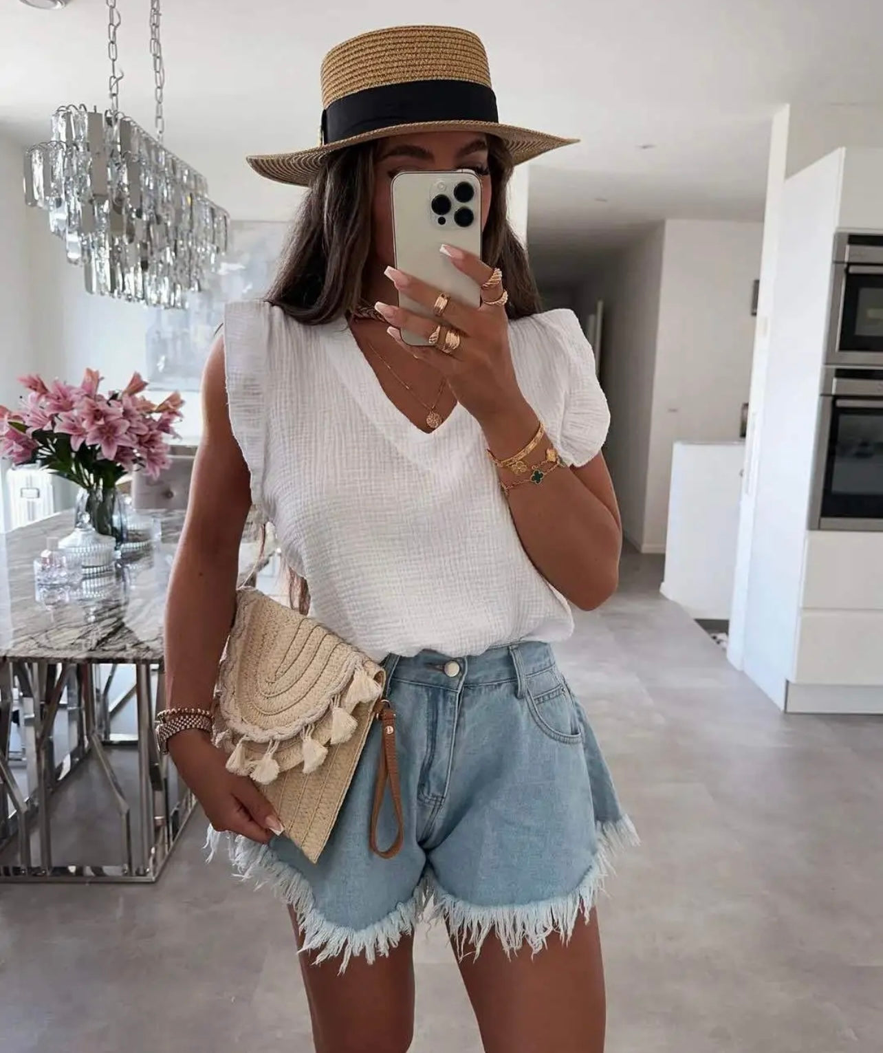 TOP GAZ DE COTON BLANC