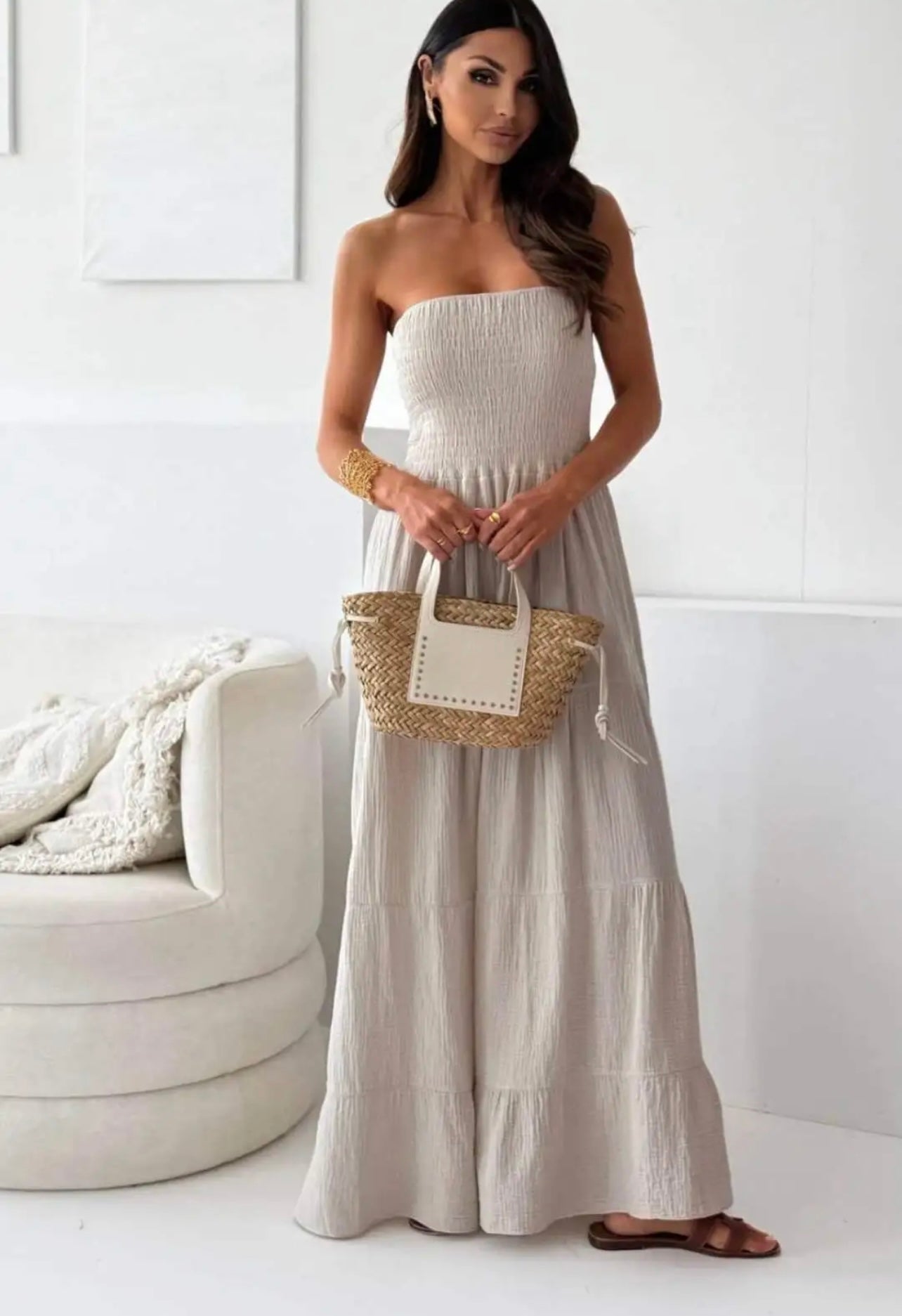 ROBE BUSTIER BEIGE