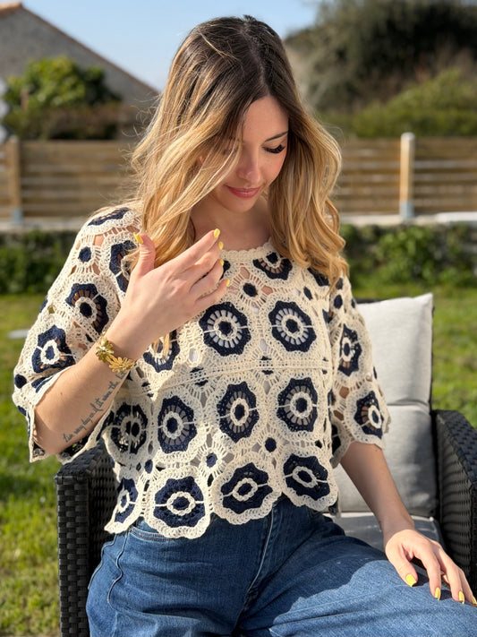 TOP CROCHET BLEU MARINE