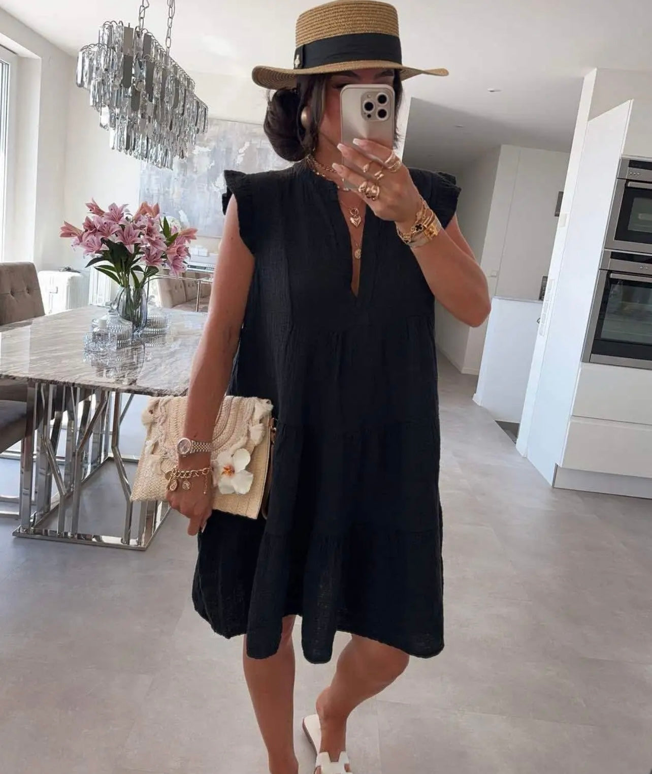 ROBE GAZ DE COTON NOIR