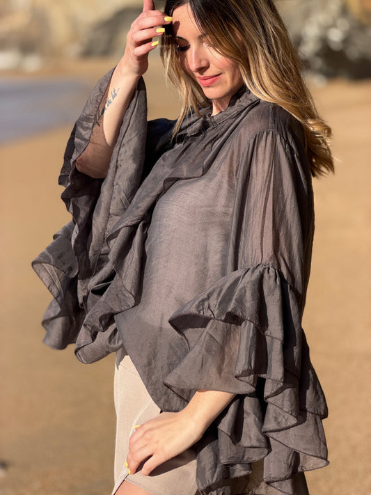 BLOUSE ORNELLA CHOCOLAT