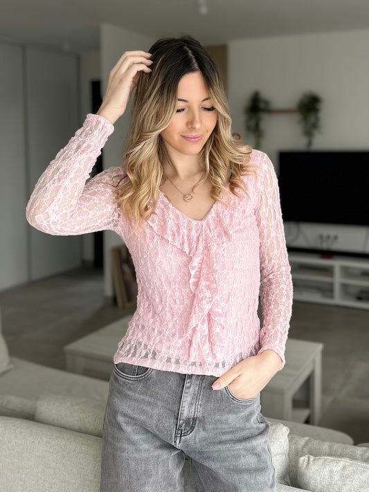 TOP DENTELLE ROSE