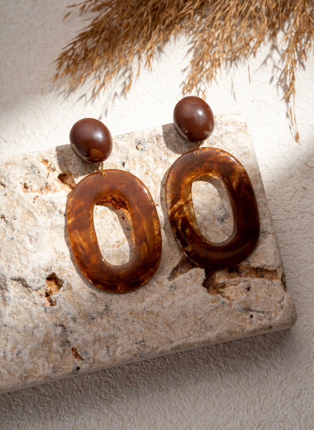 🤎 Boucles d’Oreilles Résine Marron