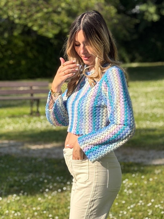 HAUT CROCHET BLEU