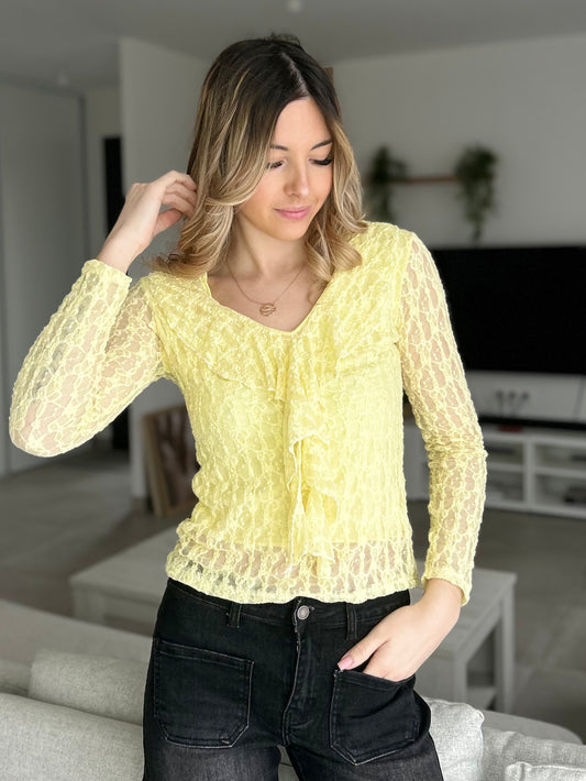 TOP DENTELLE JAUNE