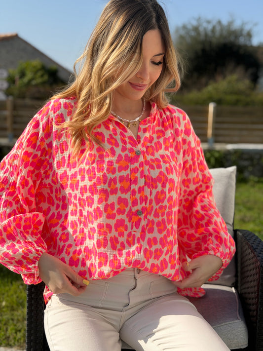 CHEMISE MILENA LEOPARD ROSE