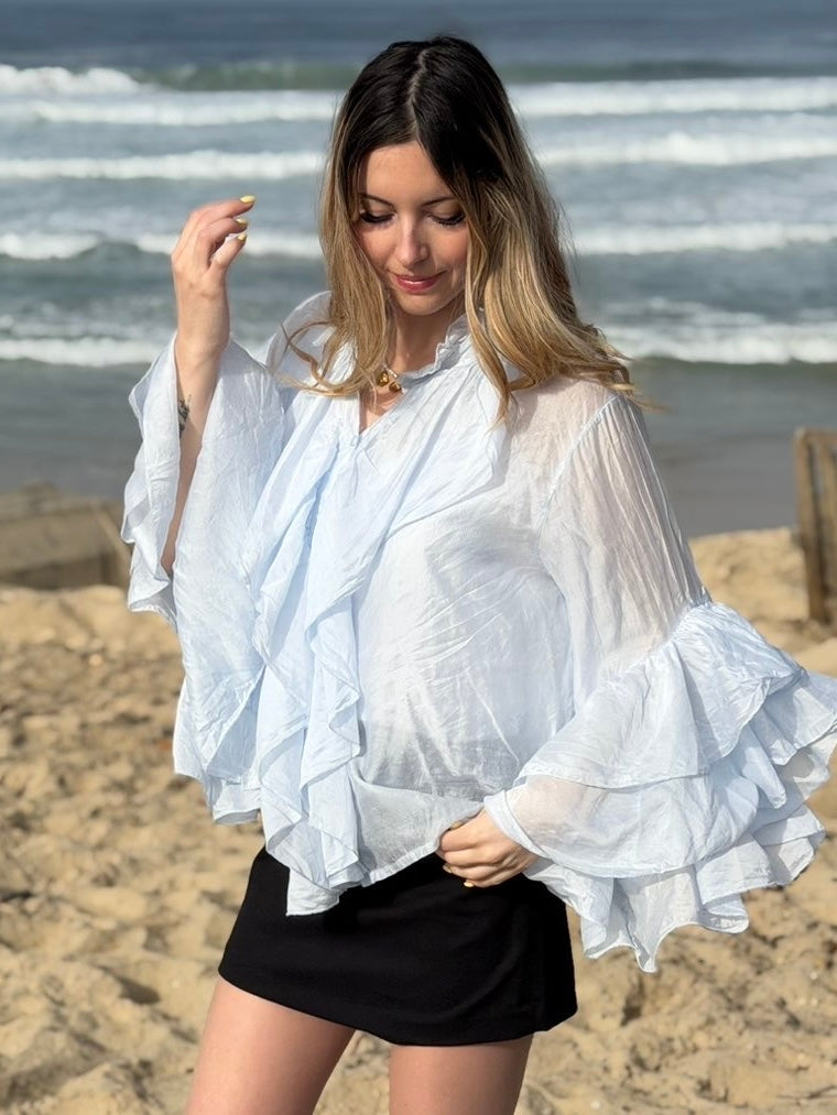 BLOUSE ORNELLA BLEU CIEL