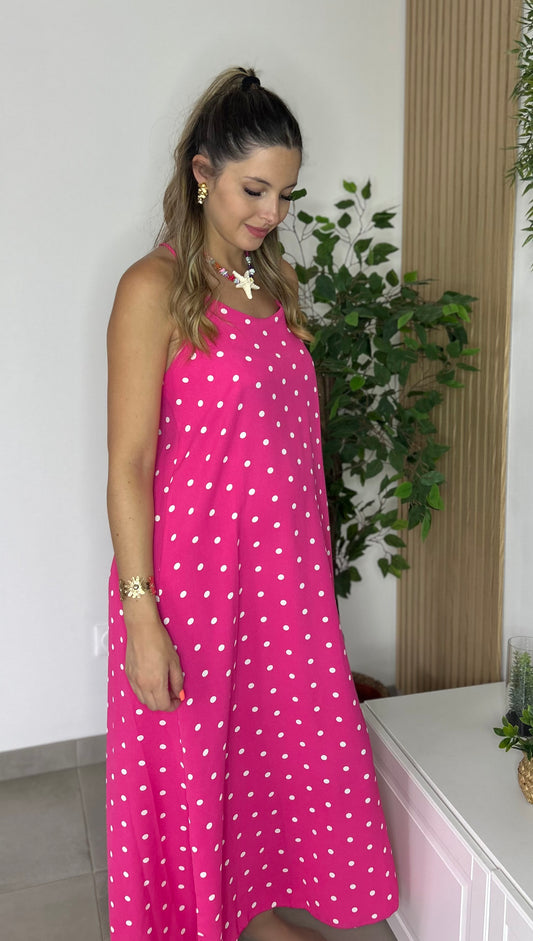 ROBE LEYA POIS FUSHIA