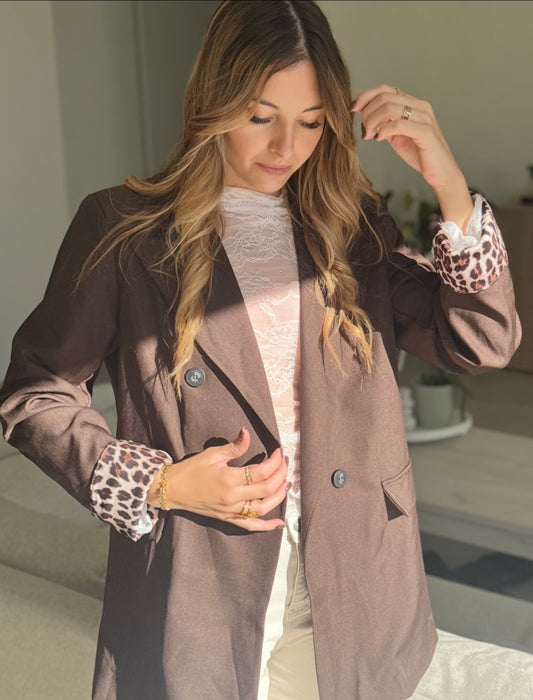 🤎 Blazer MILA – Marron & Léopard