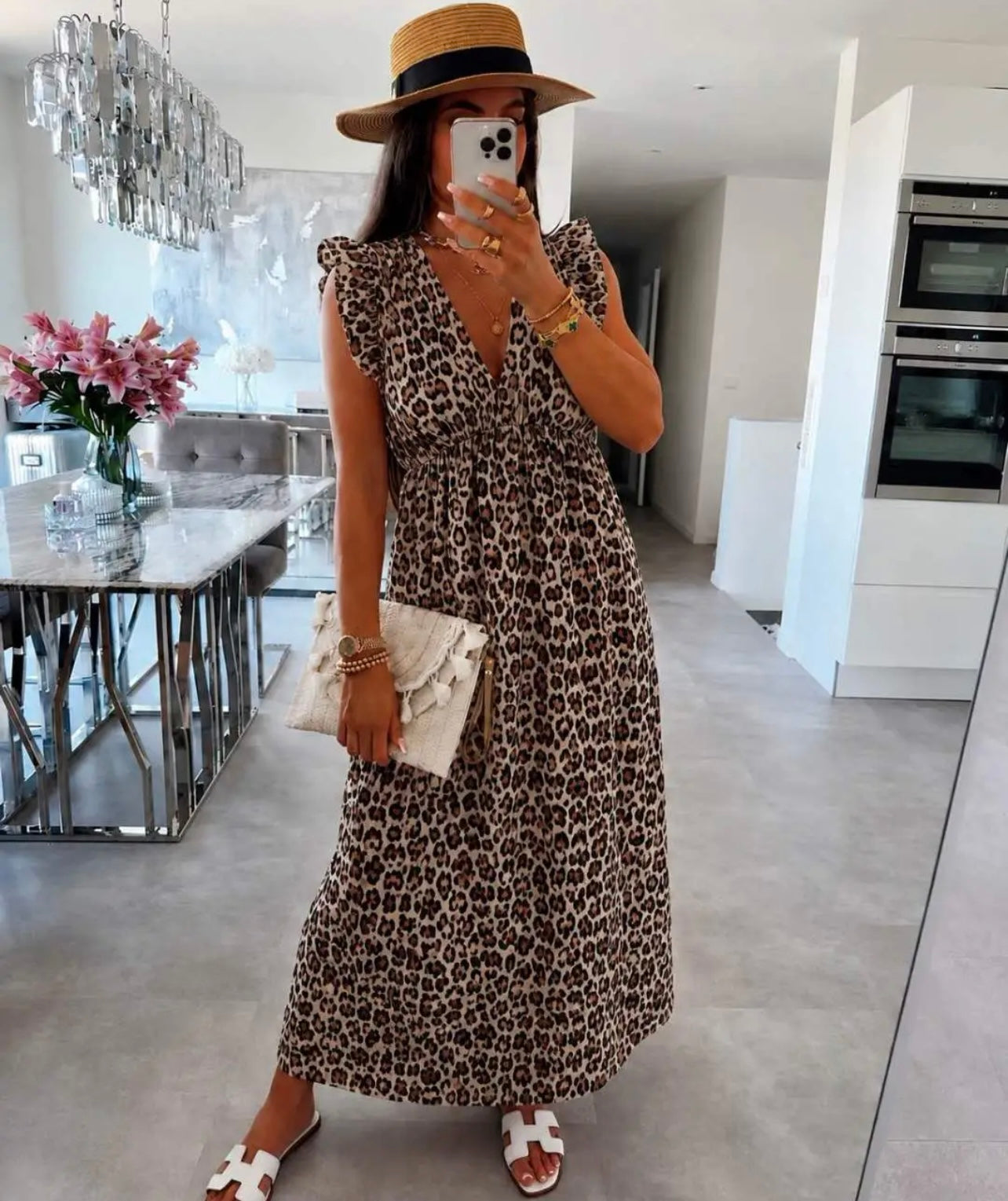 ROBE LEOPARD MARRON (PRECOMMANDE)